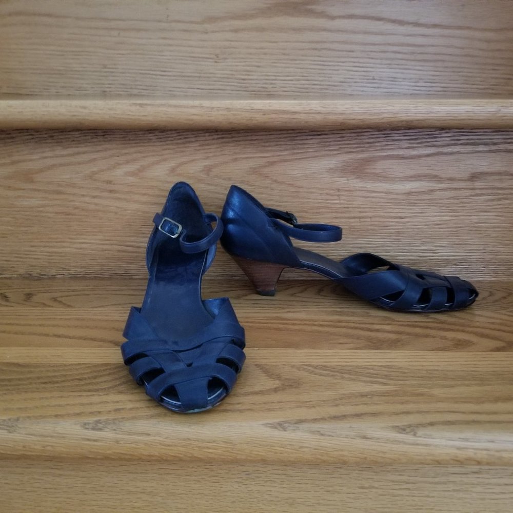 Blue leather sandals